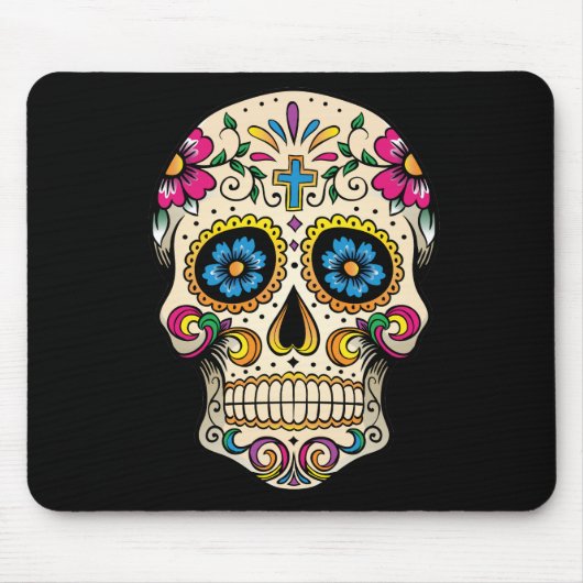 Tapis De Souris Day of the Dead Sugar Skull with Cross (Devant)