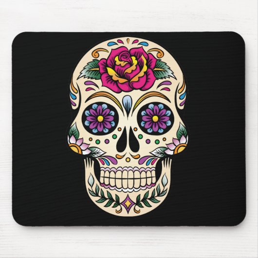 Tapis De Souris Day of the Dead Sugar Skull with Rose (Devant)