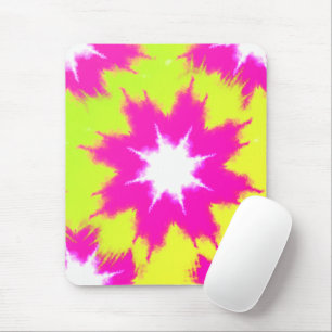 Tapis De Souris Dazzle Rose Moderne Vert Jaune Tie Dye