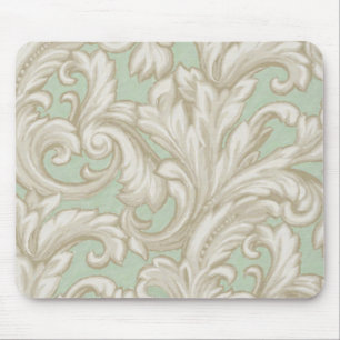 Tapis De Souris Dazzling Damask, Tan et Sage