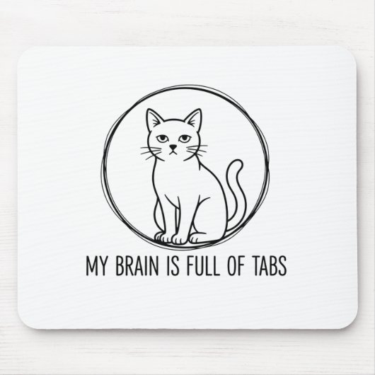 Tapis de souris de bureau Chat Drôle - Cerveau ple (Devant)