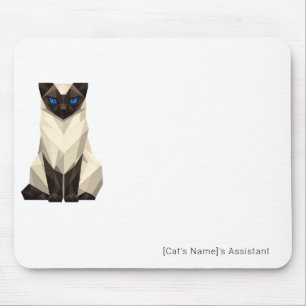 Tapis de souris de bureau chat siamois géométrique