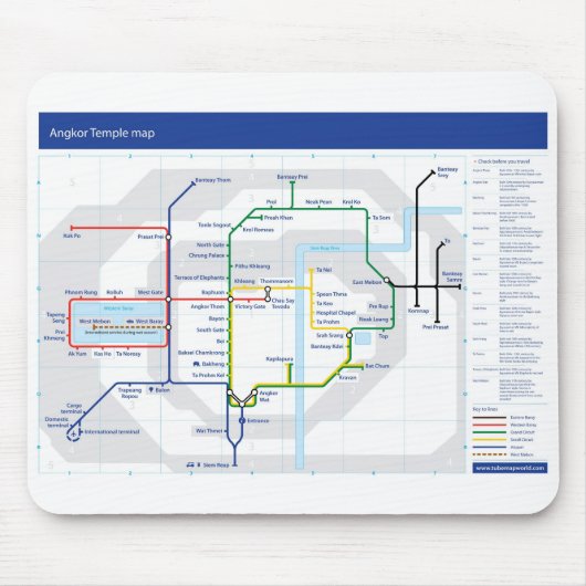 Tapis de souris de carte de temple d'Angkor (Devant)