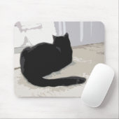 Tapis de souris de chat noir (Avec souris)