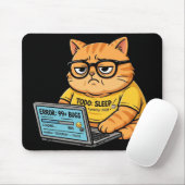 Tapis de souris de chat orange drôle programmeur (Avec souris)