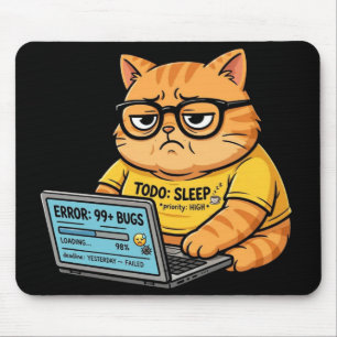 Tapis de souris de chat orange drôle programmeur