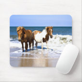 Tapis de souris de chevaux de beautés de plage (Avec souris)