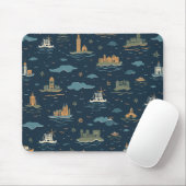Tapis de souris de conception de voyage vintage (Avec souris)