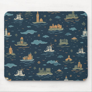 Tapis de souris de conception de voyage vintage