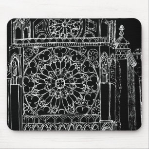 Tapis de souris de croquis de fenêtre rose