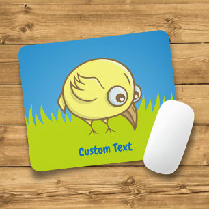 Tapis de souris de dessin animé d'oiseau jaune
