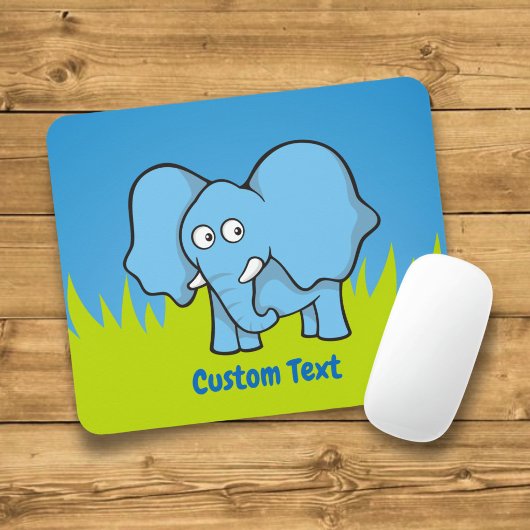 Tapis de souris de dessin animé éléphant bleu