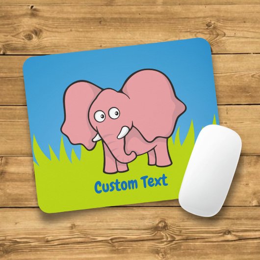 Tapis de souris de dessin animé éléphant rose