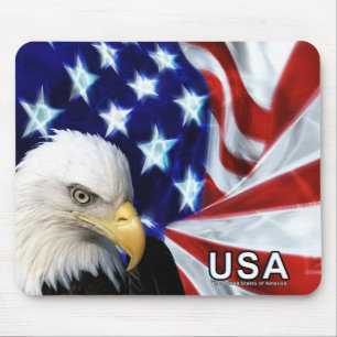 Tapis de souris de drapeau d'Eagle chauve
