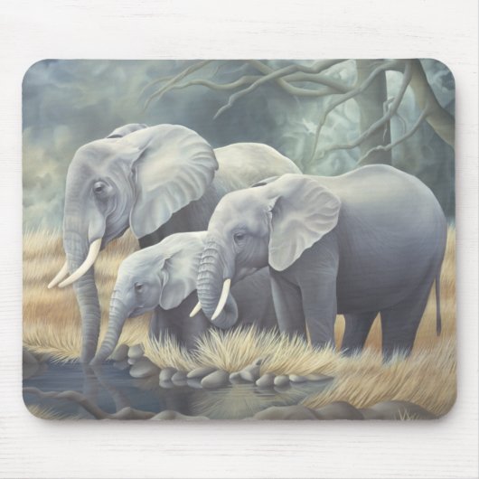Tapis de souris "de famille d'éléphant" (Devant)