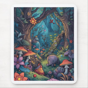 Tapis de souris de forêt psychédélique