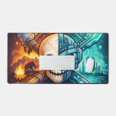 Tapis de souris de jeu Cyberpunk Fire & Ice Skull (Clavier et souris)