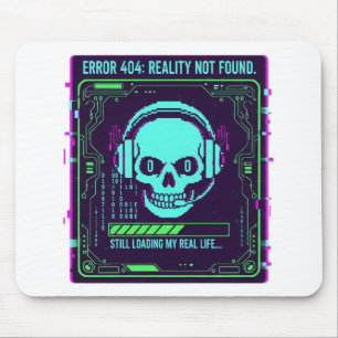 Tapis de souris de jeu Cyberpunk Pixel Skull - Err