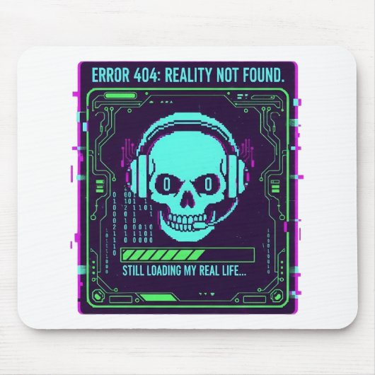 Tapis de souris de jeu Cyberpunk Pixel Skull - Err (Devant)