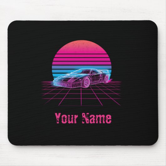 Tapis de souris de jeu de supercar rétro synthwave (Devant)