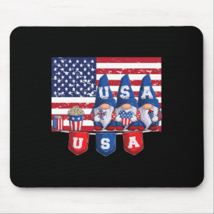 Tapis De Souris De Juillet 2023 Gnomes Patriotiques Drôle Américai
