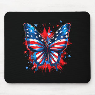 Tapis De Souris De Juillet Papillon Usa Drapeau mignon Américaine 