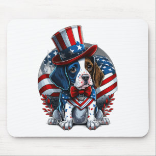 Tapis De Souris De Juillet Patriotique Anglais Pointer Dog Us Drap