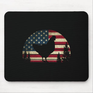 Tapis De Souris De Juillet Patriotique Poulets Américain Drapeau C