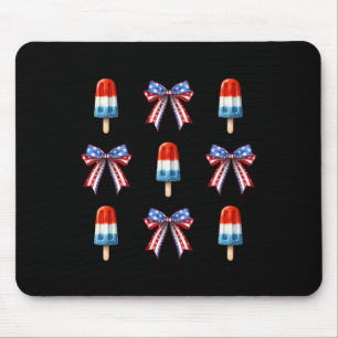 Tapis De Souris De Juillet Popsicle Bows Coquette Drapeau Américai