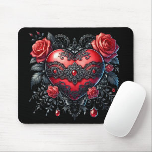 Tapis de souris de la Saint-Valentin cœur gothique