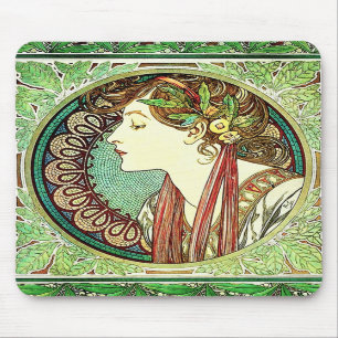 Tapis de souris de laurier d'Alphonse Mucha