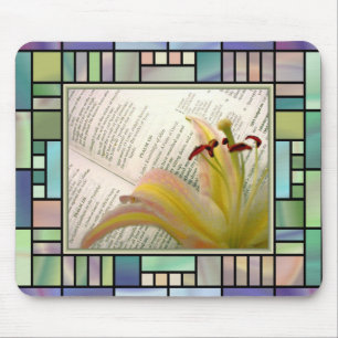 Tapis de souris de lis et de bible