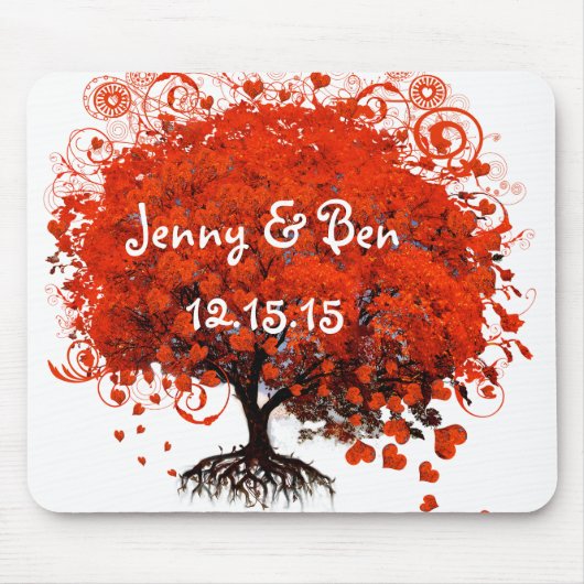 Tapis de souris de mariage d'arbre rouge (Devant)