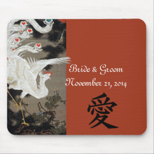 Tapis de souris de mariage White Phoenix Kanji pou