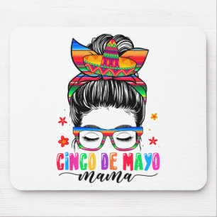 Tapis De Souris De Mayo Mama Messy Bun Cheveux Mexicaine Maman Mèr