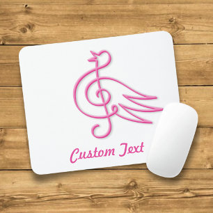 Tapis de souris de musique d'oiseau rose