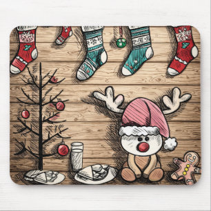 Tapis de souris de Noël Chaussettes Renne Mignon