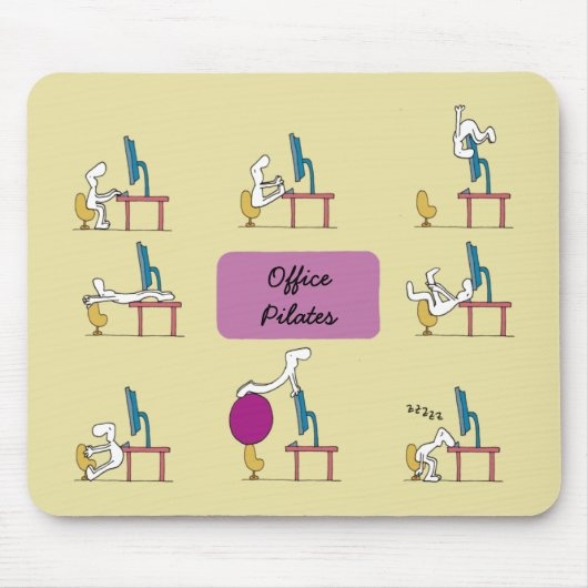 Tapis de souris de Pilates de bureau, jaune (Devant)