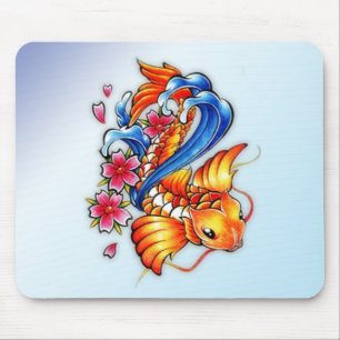 Tapis de souris de poissons de Koi de vol