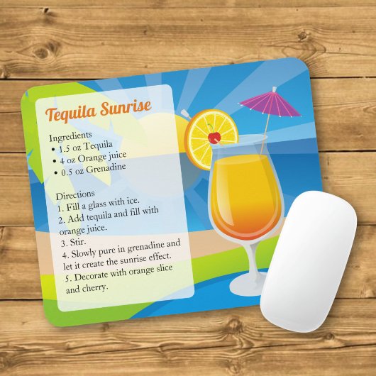 Tapis de souris de recette de Tequila Sunrise