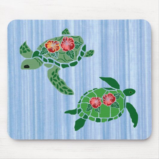 Tapis de souris de tortue de mer de fleur de (Devant)