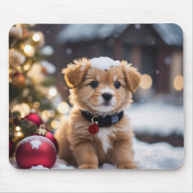 Tapis de souris de vacances adorable pour chiots