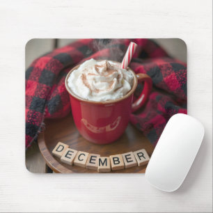 Tapis De Souris Décembre Chocolat Chaud Avec Couverture Plaid