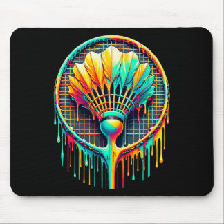 Tapis De Souris Déchirer Paint Badminton Player Shuttle Racket
