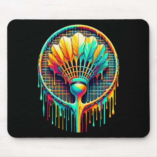Tapis De Souris Déchirer Paint Badminton Player Shuttle Racket (Devant)