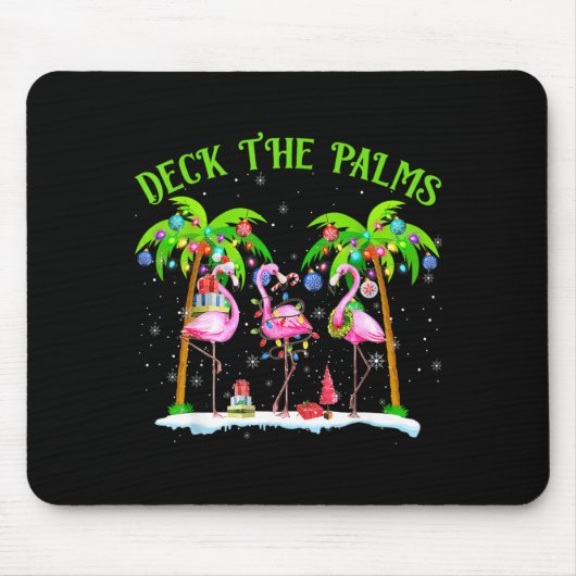 Tapis De Souris Deck The Palms Flamingo Trocal Christmas Lights (Devant)