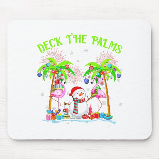 Tapis De Souris Deck The Palms Flamingo Trocal Christmas Lights Pa (Devant)