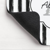 Tapis De Souris Décontracté Black Peint Stripes Monogramme et nom (Coin)