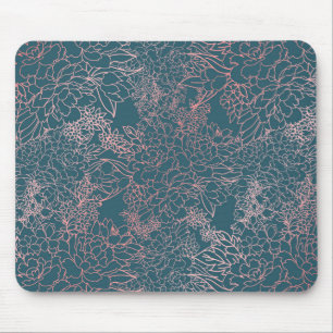 Tapis De Souris Décor de corail floral de luxe traits doodles des