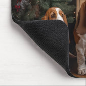 Tapis De Souris Décor de Noël Basset Hound Snowy Sleigh (Coin)